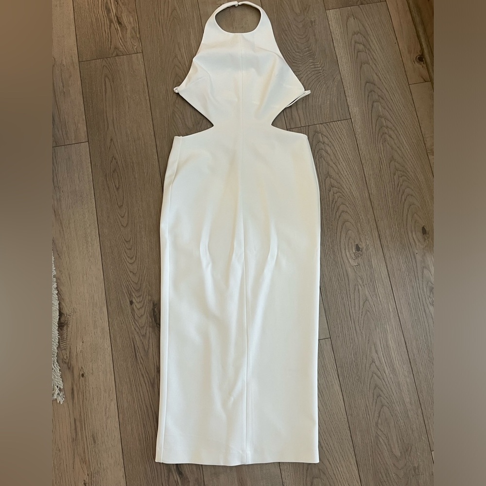White Zara Halter dress with open back